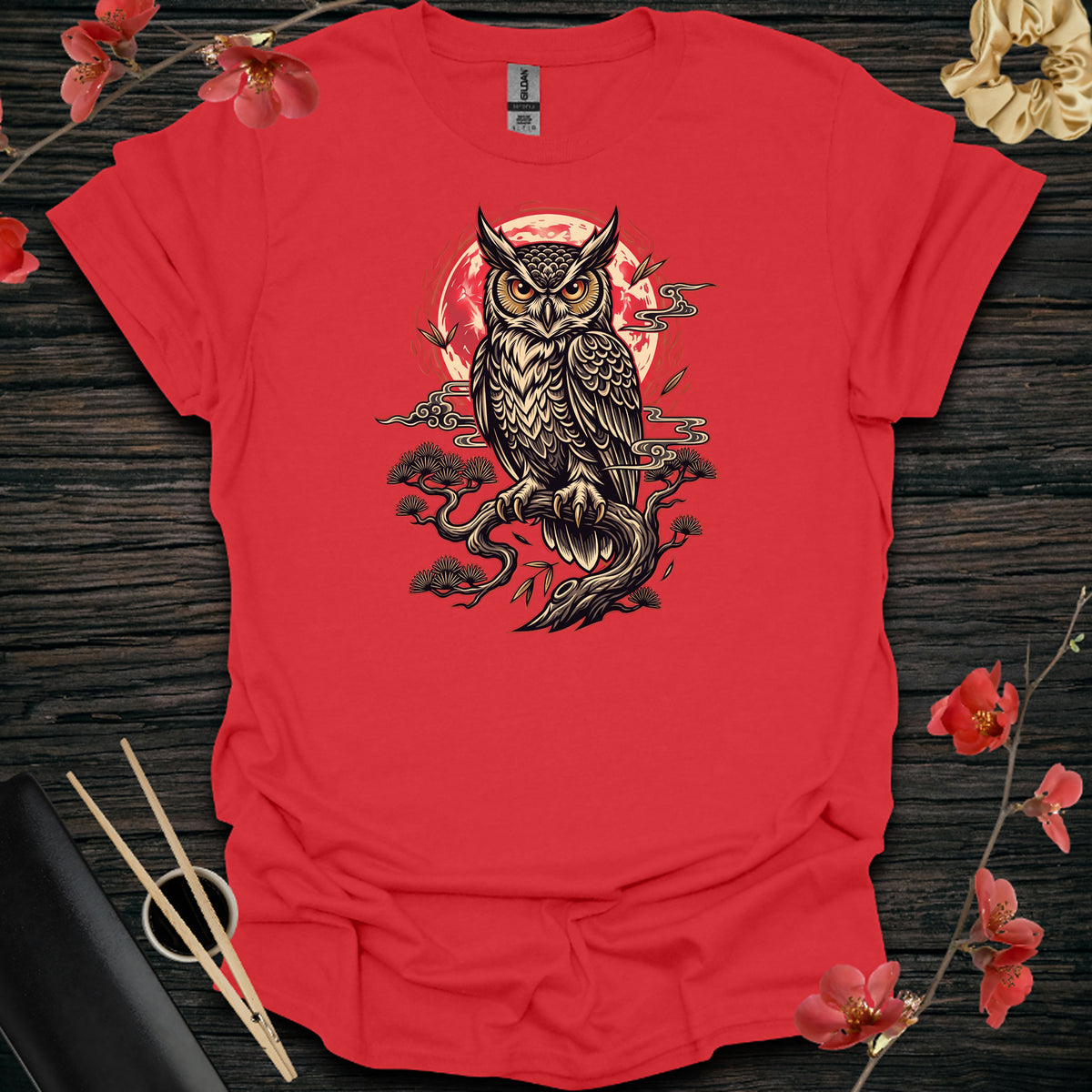 Lunar Owl T-Shirt - Red