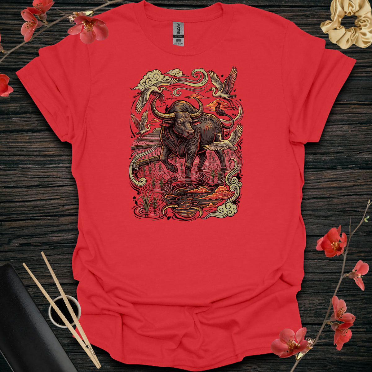 Water Ox Shadow T-Shirt - Red
