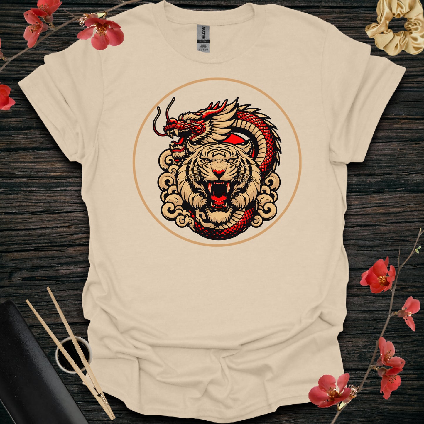 Red and gold Dragon and Tiger