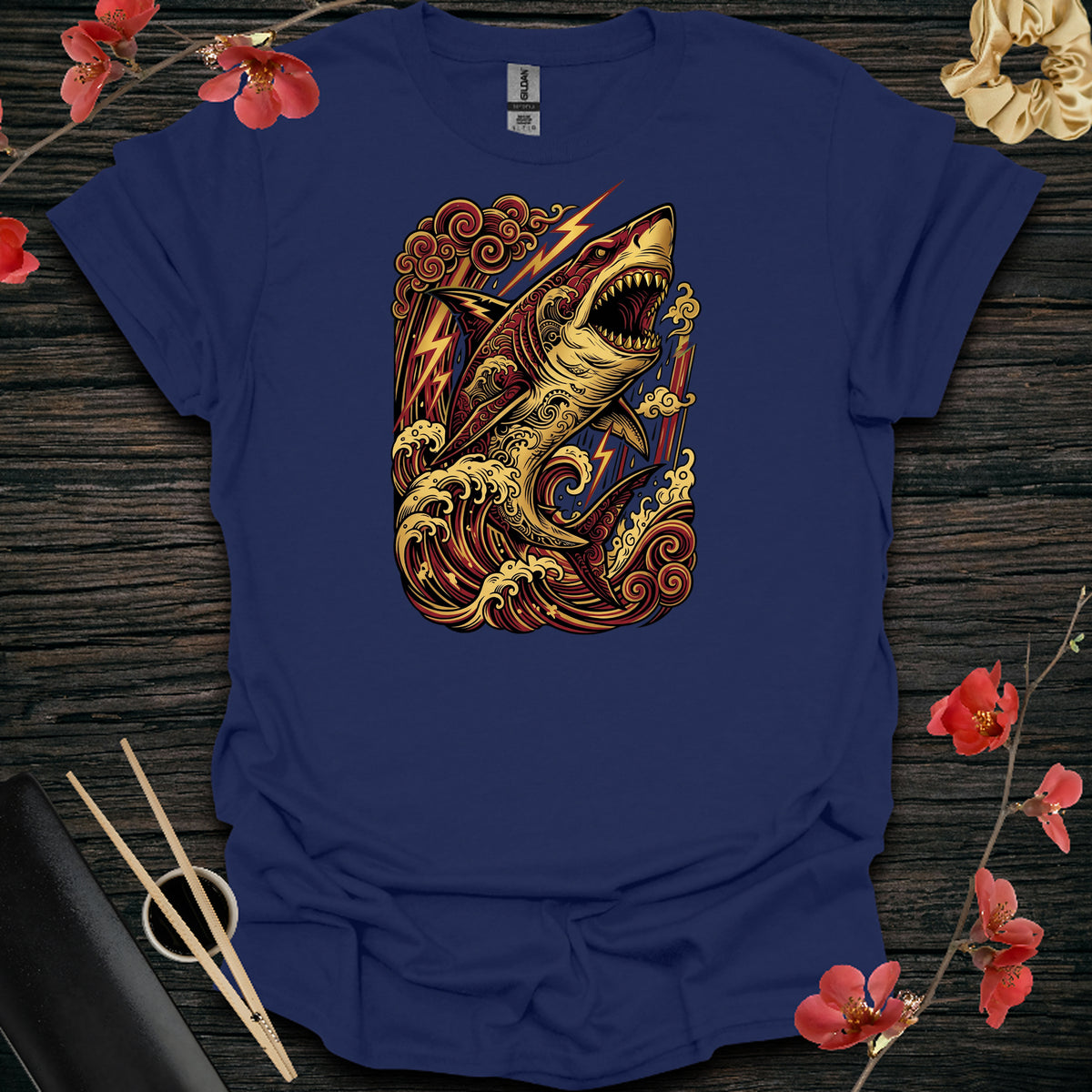 Lunar Storm Shark T-Shirt - Navy