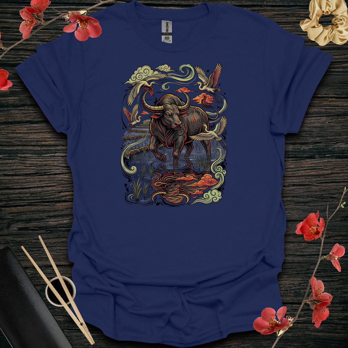 Water Ox Shadow T-Shirt - Navy