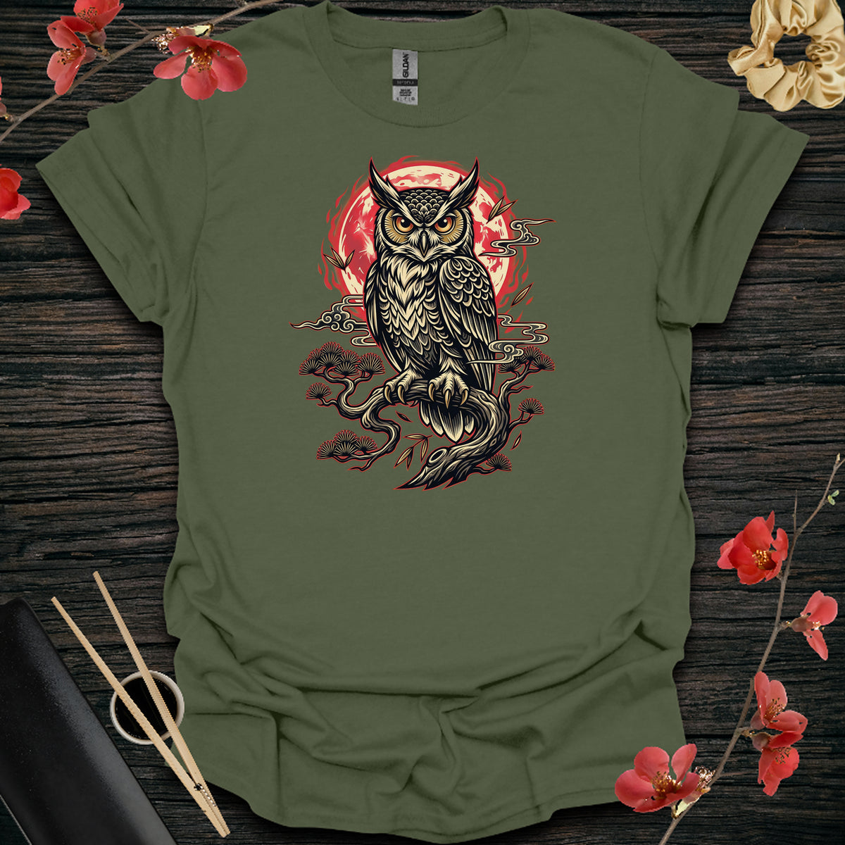 Lunar Owl T-Shirt - Military Green