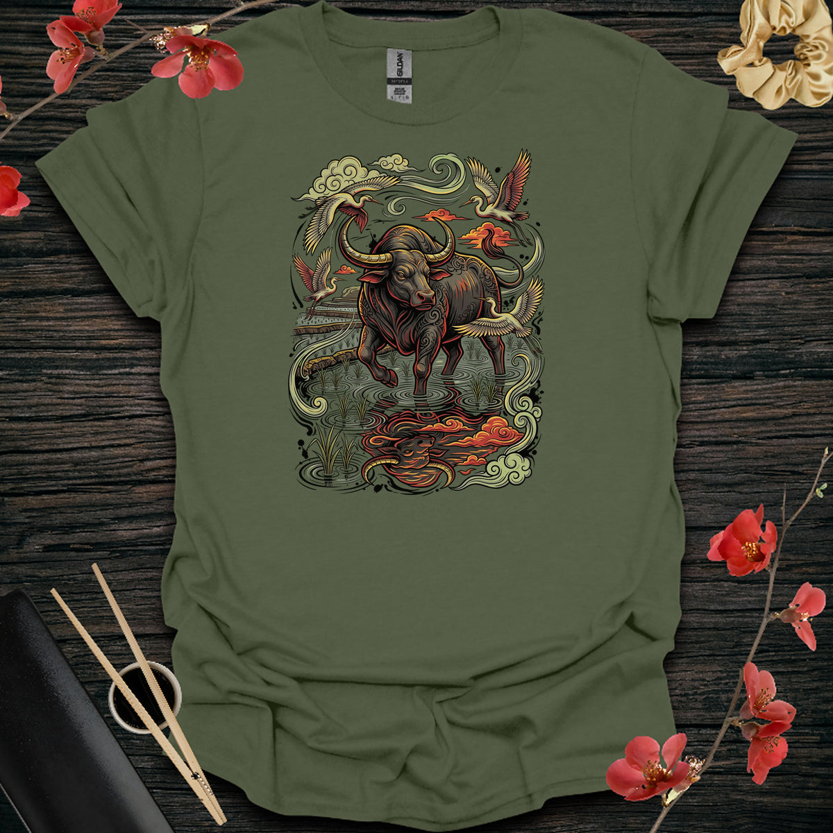 Water Ox Shadow T-Shirt - Military Green