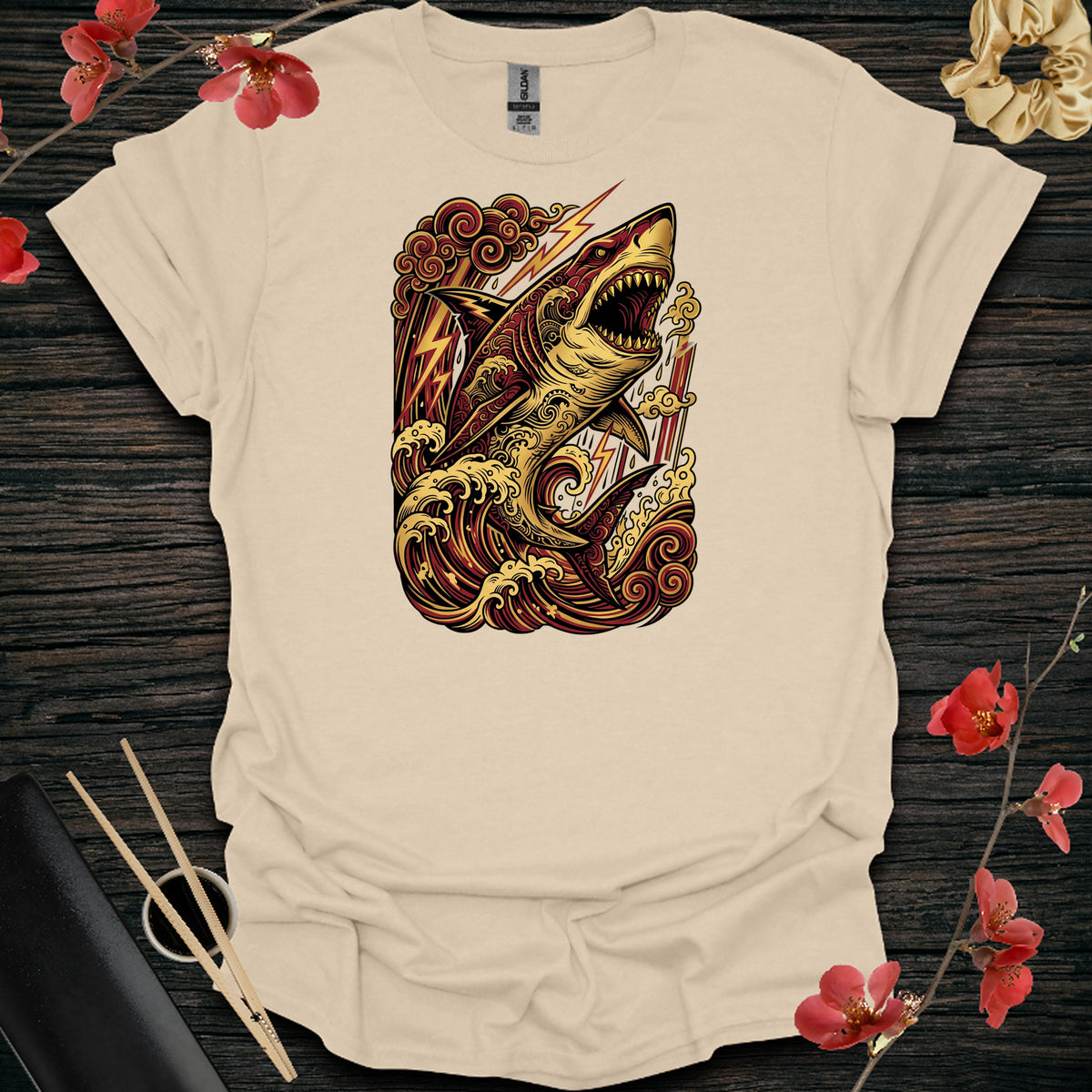 Lunar Storm Shark T-Shirt - Sand