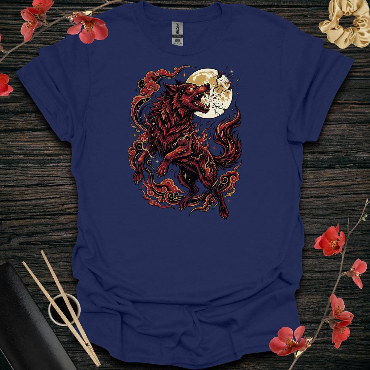 Moon Breaker Wolf T-Shirt - Navy