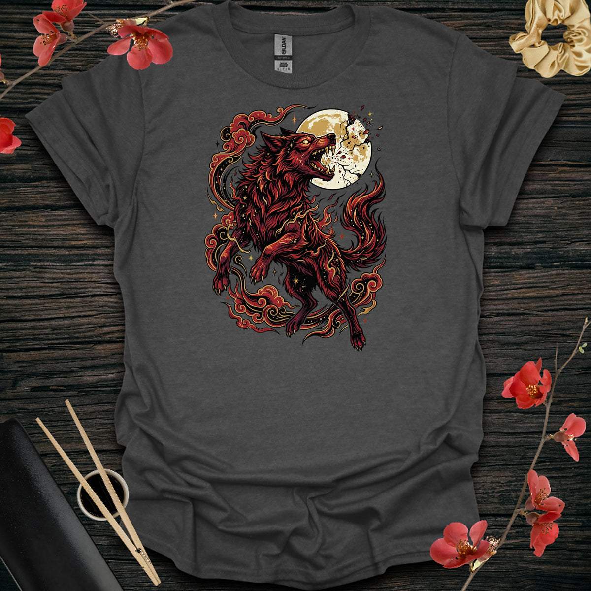 Moon Breaker Wolf T-Shirt - Dark Heather
