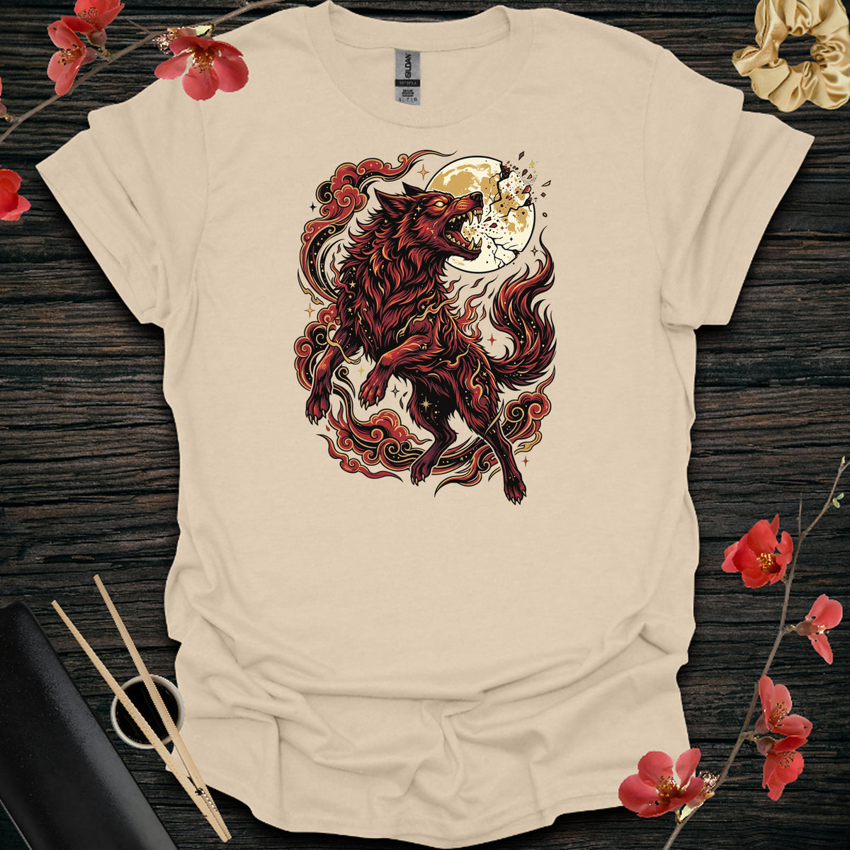 Moon Breaker Wolf T-Shirt - Sand
