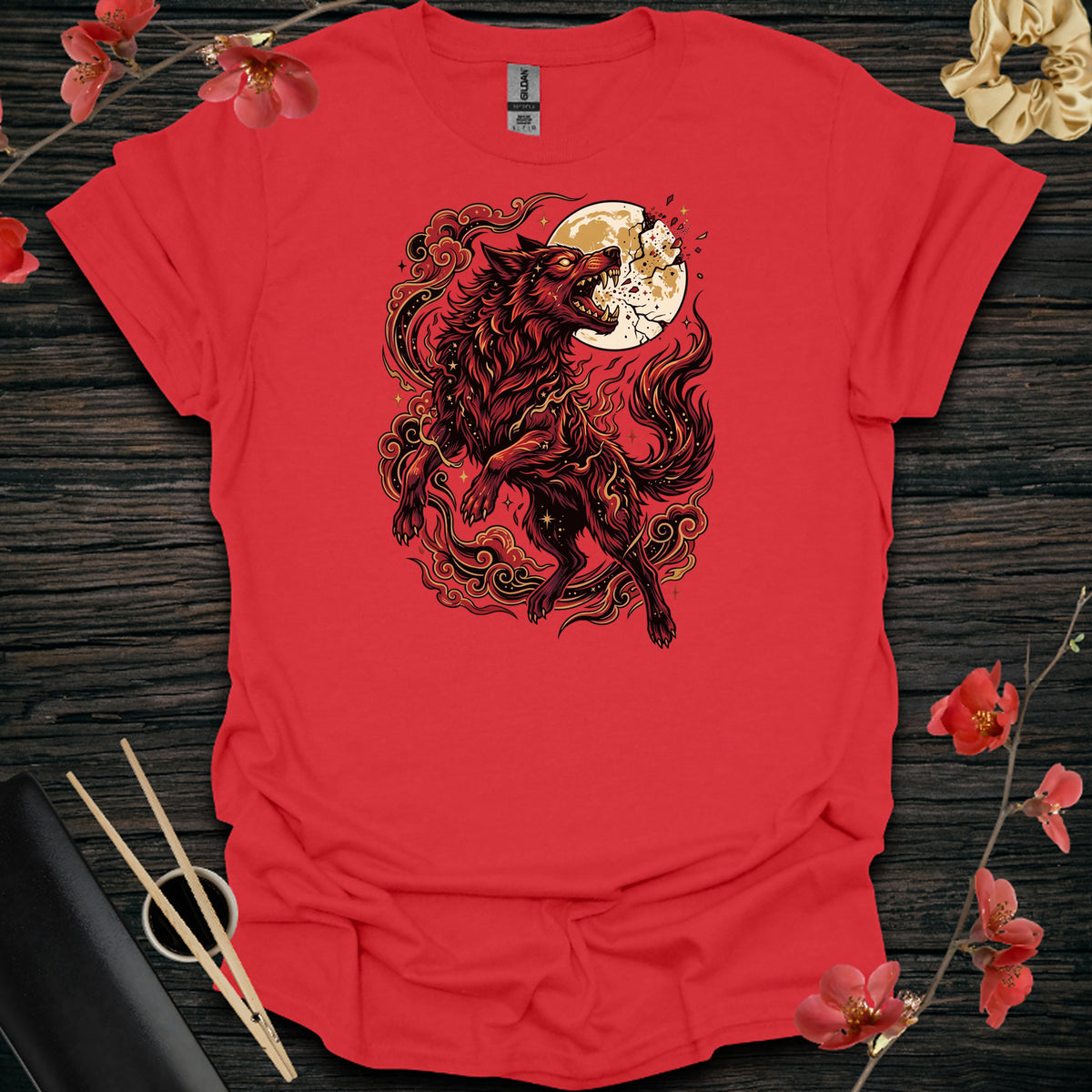 Moon Breaker Wolf T-Shirt - Red