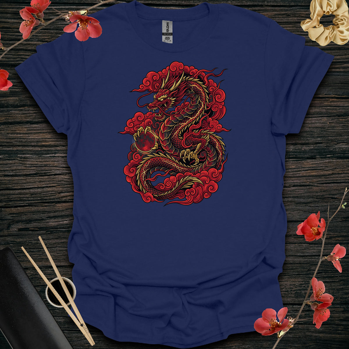 Red Storm Dragon T-Shirt - Navy